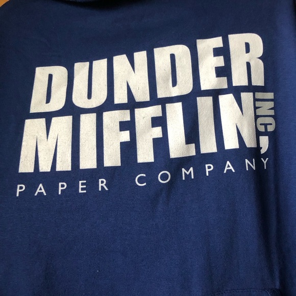 New NWT The Office Dunder Mifflin Inc royal blue hoody sweatshirt hoodie mens L - Picture 3 of 5